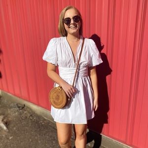 Zara white puff sleeve dress